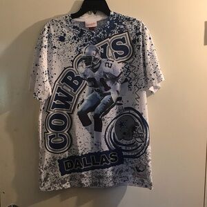 Dallas Cowboys retro Deion Sanders nfl Medium Graphic T-Shirt - Blue and White